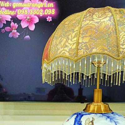 CẶP ĐÈN BÀN THIẾT KẾ CHIM HOA PHÚ QUÝ HỌA TIẾT ĐĂNG ĐỐI